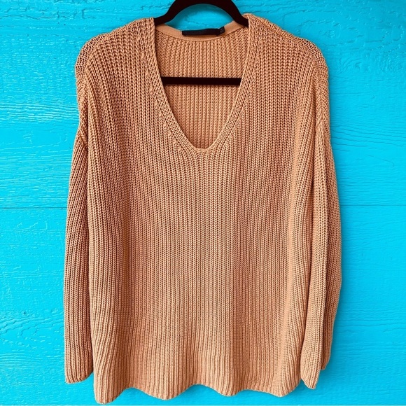 Jenni Kayne Fisherman Organic Cotton Blend Sweater Mustard Gold size Medium - Picture 3 of 8